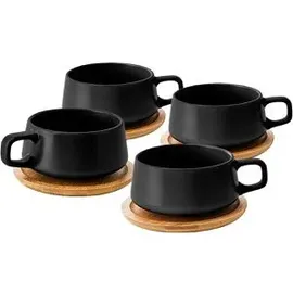 MiaMio Kaffeetasse 0,32 l Schwarz 4 St.