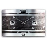 Kreative Feder Funkwanduhr 3D Design-Wanduhr „Schiefer-Look“ aus gebürstetem Aluminium (3D-Wölbung; flüsterleises Funkuhrwerk; außergewöhnlich, modern) schwarz