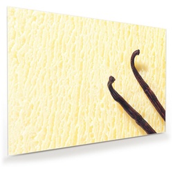Primedeco Glasbild Wandbild Cremiges Vanilleeis mit Aufhängung, Süsses gelb 100 cm x 70 cm