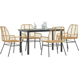 vidaXL 5-teiliges Garten-Esszimmerset Braunes Polyrattanglas