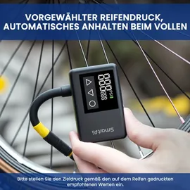 doinow Kabelloser Elektrische Luftpumpe, Tragbare Akku Fahrradpumpe mit alle ventile, LED-Licht, Wiederaufladbare Reifenpumpe für Fahrrad, E-Bike, Auto, ...