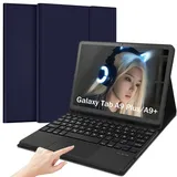 JADEMALL Galaxy Tab A9 Plus Hülle mit Tastatur - Abnehmbar Tastatur Schutzhülle mit Pencil Halter für Samsung Galaxy Tab A9+ 2023 SM-X210/X215/X216 11 Zoll, QWERTZ Deutsches