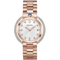 BULOVA Damen Analog Armbanduhr, Rubaiyat 98R248 - Rosegold/Silber