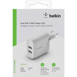 Belkin Dual USB-A Ladegerät, 24W weiß