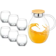 wilmax england Wilmax Glaskrug 2,4L mit 6 Gläsern (530 ml) - Spülmaschinenfest, Transparent