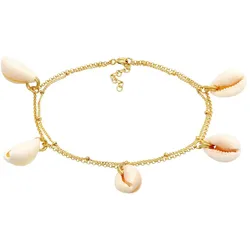 Elli Fußkettchen Echte Kauri Muscheln Sommer 925 Silber 22 Damen 