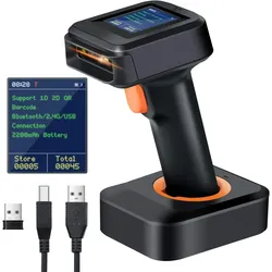 Tera 1D 2D QR Barcode-Scanner Einstellungsbildschirm & Tastenfeld Bluetooth 2.4GHz USB HW0009  1 Stück
