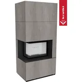 Kratki Kaminbausatz Floki Box links Quarzsinter Naturali Pietra Di Savoia