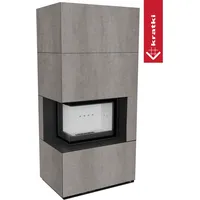 Kratki Kaminbausatz Floki Box links Quarzsinter Naturali Pietra Di Savoia