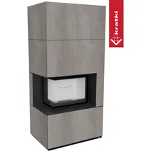 Kratki Kaminbausatz Floki Box links Quarzsinter Naturali Pietra Di Savoia