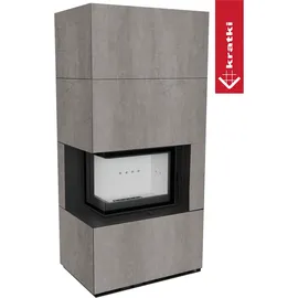 Kratki Kaminbausatz Floki Box links Quarzsinter Naturali Pietra Di Savoia