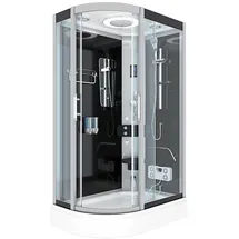 AcquaVapore Komplettdusche mit Schiebetür 120 x 80 cm Schwarz Sicherheitsglas D60-73T0L