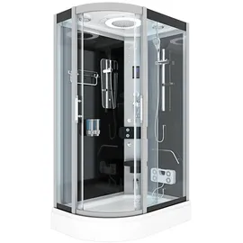 AcquaVapore Komplettdusche mit Schiebetür 120 x 80 cm Schwarz Sicherheitsglas D60-73T0L