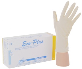 Eco-Plus Einmalhandschuhe Latex, ungepudert, Latexhandschuhe für Pflege, Labor und Medizin, Größe "S" (6-7) - Karton = 10 Packungen