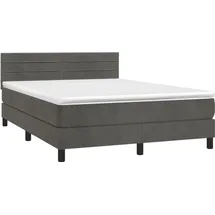 vidaXL Boxspringbett mit Matratze Dunkelgrau 140x200 cm Samt