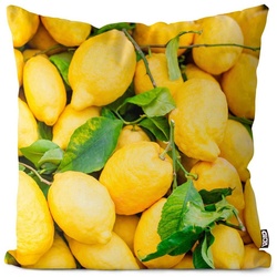 Kissenbezug, VOID (1 Stück), Zitronen Obst Italien Kissenbezug Zitronen Obst Italien Zitrusfrüchte Frucht Ur bunt 60 cm x 60 cm