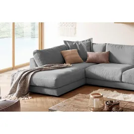 KAWOLA Wohnlandschaft U-Form Madeline Cord Longchair rechts grau
