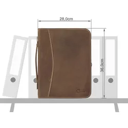 Dethloff Konferenzmappe mit Reißverschluss A4 Leder Hunter braun used Look Ringbuchmappe Orgamappe Schreibmappe D0134202-S