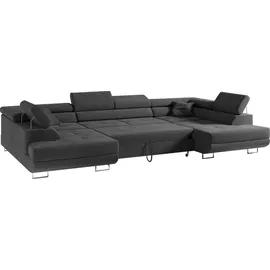 MKS Meble Ecksofa Dunkelgrau mit Bettkasten