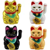 Freak Scene Glückskatze Mini Maneki-Neko klassisch Set Solar 5cm Winkekatze Lucky cat