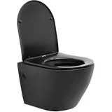 LuxeBath ECD Germany Spülrandloses Hänge WC Schwarz Matt mit WC-Sitz Abnehmbar Softclose