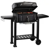 BBQ-Toro Holzkohle Grillwagen mit höhenverstellbarer Kohleschale, Holzkohlegrill mit Thermometer