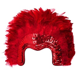 Metamorph Kostüm Federkopfschmuck Showgirl schwarz-rot, Glamouröses Accessoire für Euer Kostüm rot