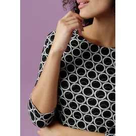 Aniston SELECTED Jerseykleid Shirtkleid Kreis-Muster Schwarz/Weiß 42