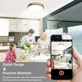 trmlbe Deckenleuchte LED Deckenlampe mit Holzverzierung Modern Lampe Zimmerlampe Kinderzimmerlampe, für Schlafzimmer Wohnzimmer