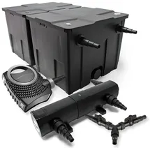 Wiltec CBF-350B Teichfilter bis 60000 L Teichfilteranlage als Durchlauffilter, CTF-8000 SuperECO Teichpumpe 8000l/h 70W, CUV-224 Teichklärer UVC Klärer mit 24W