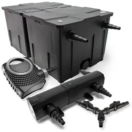 Wiltec CBF-350B Teichfilter bis 60000 L Teichfilteranlage als Durchlauffilter, CTF-8000 SuperECO Teichpumpe 8000l/h 70W, CUV-224 Teichklärer UVC Klärer mit 24W