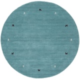 carpetfine Wollteppich »Gabbeh Uni«, rund, blau