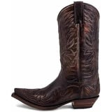 CHEKZ Ritterstiefel für Herren, Motorradstiefel, Vintage-Stiefel, bestickt, Western-Cowboy-Stil, Motorradstiefel, spitz zulaufender Zehenbereich, braun, 42 2/3 EU - 42 2/3 EU