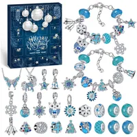 CLTYQ Schmuck-Adventskalender Schmuck-Adventskalender Weihnachtskalender Teenager Mädchen Kinder, DIY Adventskalender Inhalt Kinder Frauen Schmuck Armband blau