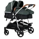Chipolino Geschwisterkinderwagen Duo Smart klappbar umbaubar verstellbar Fußsack tannengrün - Grün
