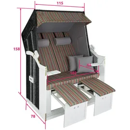 Tectake Strandkorb mit Polster bunt