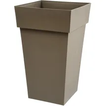 Eda - Blumentopf, quadratisch, hoch, Toskana, Volumen 62 l, 39 x 39 x 65 cm, Taupe