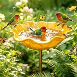 Vogeltränke Garten Blume, 2026 Neu Gartenstecker aus Metall, Gartenstecker Vogeltränke Blumenform Winterfest Insektentränke Bienentränke Gartendeko für Draußen (Gelb)