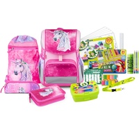 JOLLY Schulranzen-Set ERGONOMIC FLEXI Kunstfaser pink