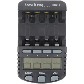Technoline Schnell-Ladegerät BC 700 mit Entladefunktion und LCD-Display