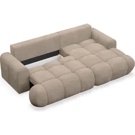 Selsey Ombo Mini - Ecksofa mit Schlaffunktion, Bettkasten und Bouclé-bezug, Dunkelbeige, rechts - Selsey