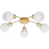 LINDBY Deckenlampe Elaina, Ø54cm, 5-flg., messing, Glas, E14