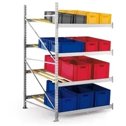 Bereitstellregal Mini-Rack mit Rollenbahnen  2200x1300x1300mm, 4 Fachebenen - natur