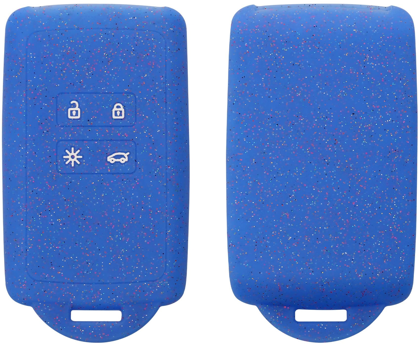 kwmobile Autoschlüssel Hülle kompatibel mit Renault 4-Tasten Smartkey Autoschlüssel (nur Keyless Go) Hülle - Glitzer Silikon Case - Schlüsselhülle in Dunkelblau