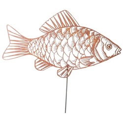 440s Gartenfigur 440 Rost Fisch Brasse mit Stab, (Stück) braun