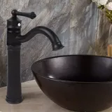 Vintage-Wasserhahn, um 360 Grad drehbar Wasserhahn aus Messing Badezimmerarmatur Waschbeckenarmatur Schwarz