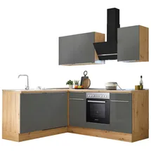 Respekta Winkelküche L-Form Marleen 220 cm Grau Artisan Eiche