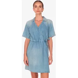 Jeanskleid LE TEMPS DES CERISES "FLOE", Damen, Gr. S, EURO-Größen, blau, 100% Baumwolle, casual, normal, Kurzarm, Kleider, in gewickeltem Design