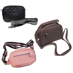 WOWZILLA Damen Handtasche mit praktischen Fächern Umhängetasche modische Ausgeh-Tasche Hellrosa, Schwarz oder Altrosa - 