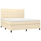 vidaXL Boxspringbett mit Matratze Creme 180x200 cm Stoff